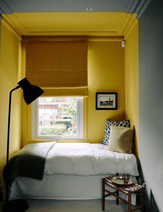 اتاق خواب زرد و طوسی
